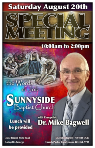 Sunnyside Baptist Church, 2 Hour Class, 2016, Words of Job